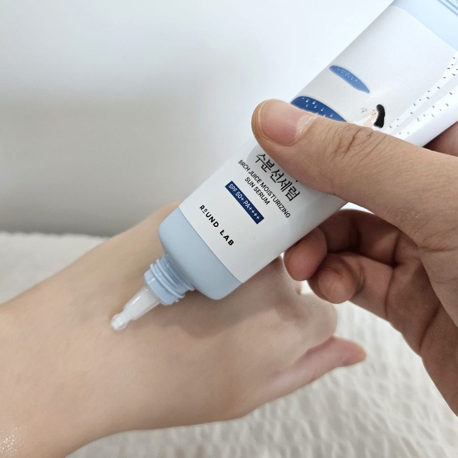라운드랩 자작나무 수분 선세럼 50ml 후기｜촉촉한 선세럼 사용감 & 댓글 이벤트 당첨💙